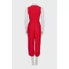 Red jumpsuit with belt
