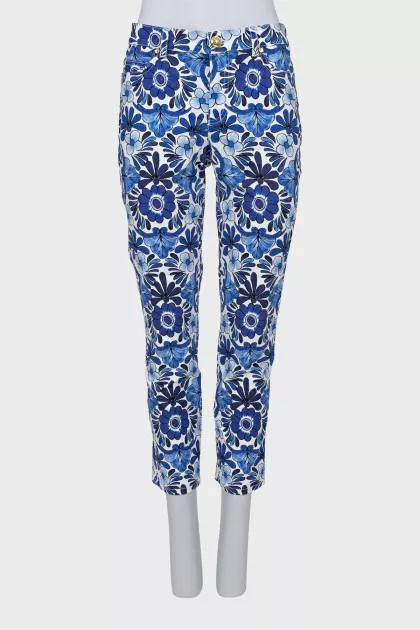 Tapered trousers in floral print