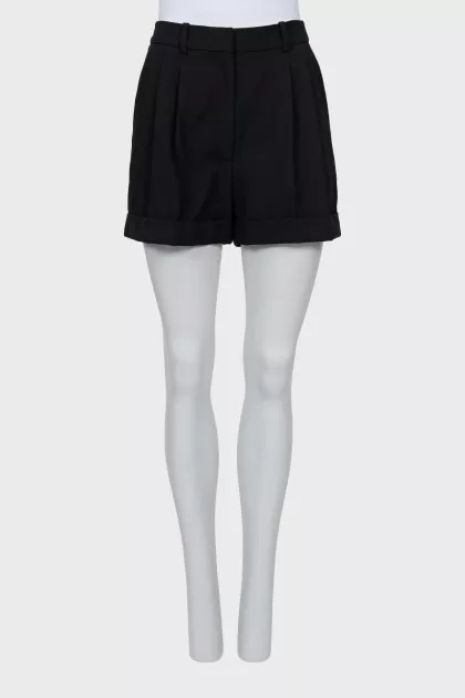 High waist wool shorts
