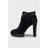 Pony skin ankle boots with high heels