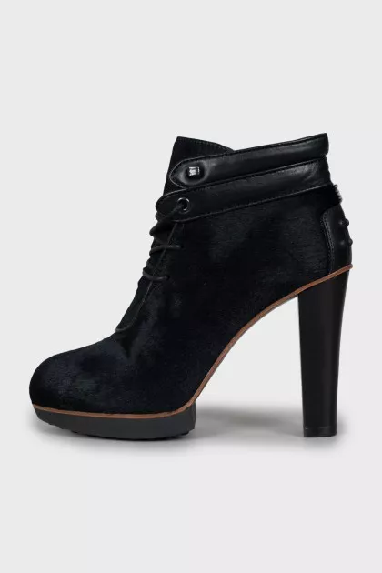 Pony skin ankle boots with high heels
