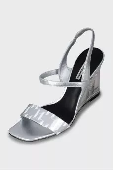 Silver wedge sandals