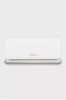 White leather wallet with tag