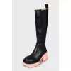 Leather boots with contrasting soles
