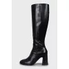 Leather boots with wooden heels