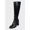 Leather boots with wooden heels