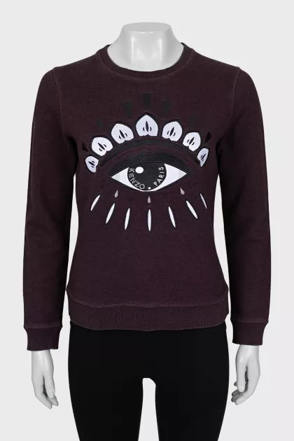 Purple sweatshirt with embroidered print
