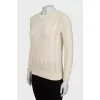 Merino wool sweater with fringe