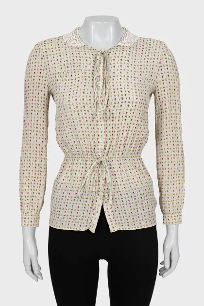 Vintage Floral Print Blouse