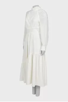 Fitted dress with draped sleeves