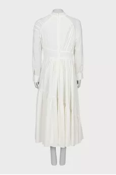 Fitted dress with draped sleeves