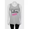 Gray T-shirt with text print