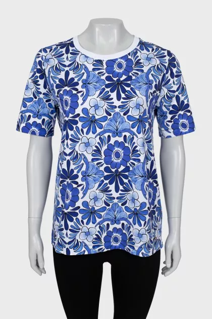 Straight T-shirt with floral print