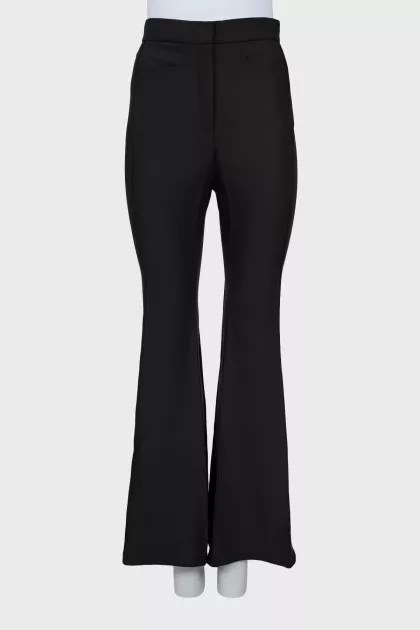 Flared trousers with stitched creases