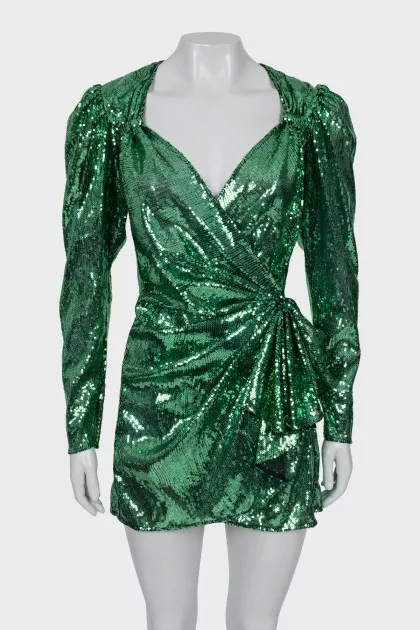 Green dress embroidered with sequins