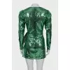 Green dress embroidered with sequins