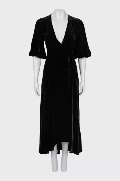 Velour Wrap Maxi Dress