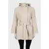 Cashmere coat with hood