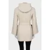 Cashmere coat with hood