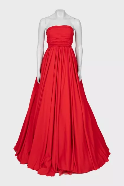 Red off shoulder dress with tag