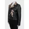 Leather jacket with print on the collar