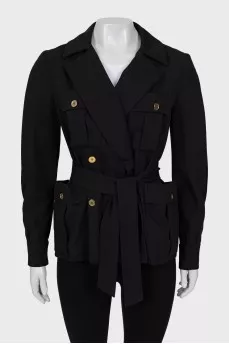 Wool jacket with belt