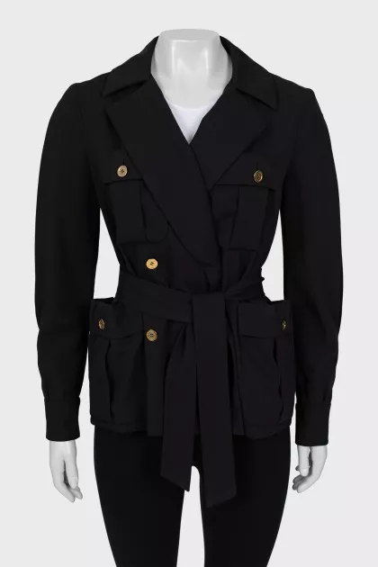 Wool jacket with belt