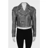 Leather jacket with lacing on the sides