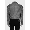 Leather jacket with lacing on the sides