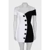 Black and White Draped Mini Dress