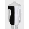 Black and White Draped Mini Dress