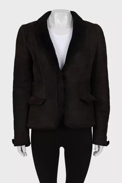 Brown fitted sheepskin coat
