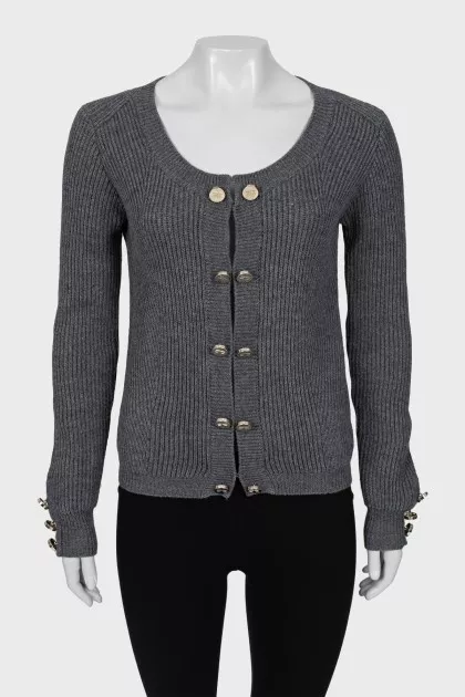 Gray cardigan decorated with buttons