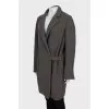 Loose fit coat with leather buckle