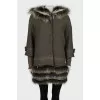 Coat decorated with fur with tag