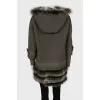 Coat decorated with fur with tag