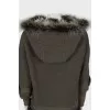 Coat decorated with fur with tag
