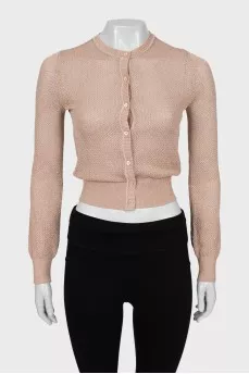 Cropped cardigan with perforation