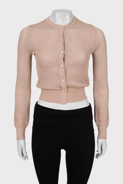 Cropped cardigan with perforation