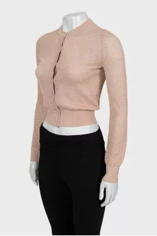 Cropped cardigan with perforation