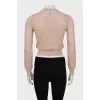 Cropped cardigan with perforation