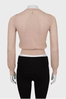 Cropped cardigan with perforation