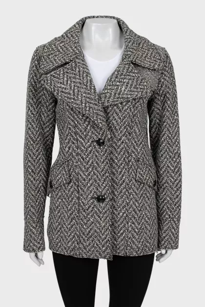 Black and white printed short coat