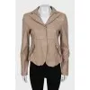 Leather jacket with buttons