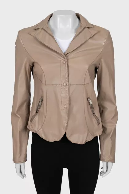 Leather jacket with buttons