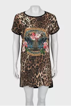 Silk dress with short sleeves
