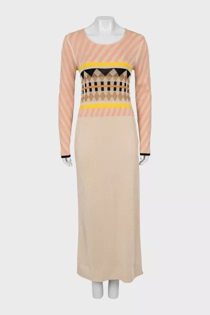 Fitted maxi dress with side slit