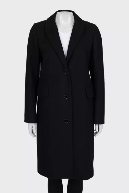 Black coat with patch pockets