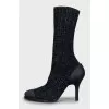 Textile ankle boots with rubber toe