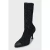 Textile ankle boots with rubber toe